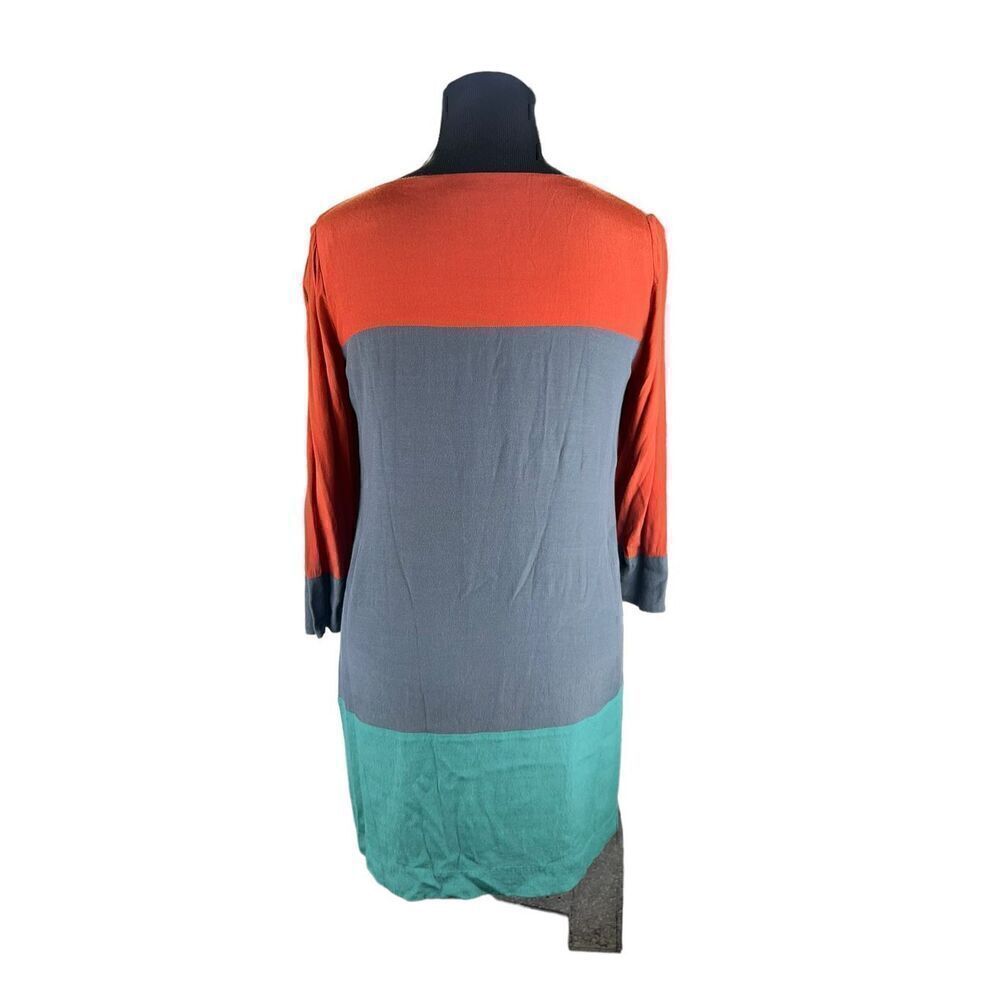 Boden 10R mod colorblock shift tunic long sleeve dress gray teal rust 70’s - Picture 4 of 7
